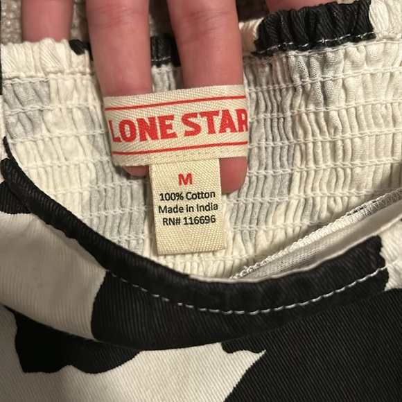 Lone Star Cow Print Corset Denim Crop - Picture 2 of 3